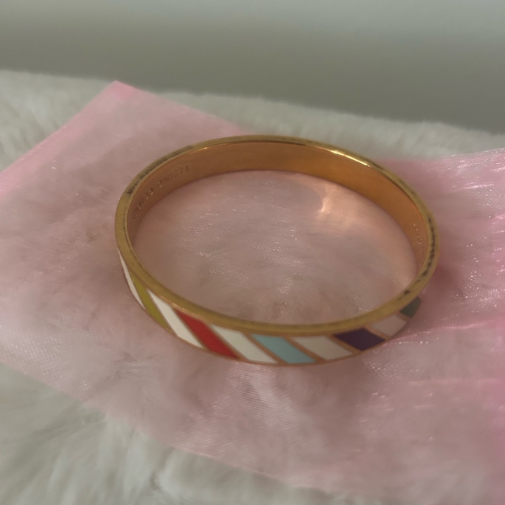 Kate Spade “Flying Colors” Striped Colorful and Gold Bangle Bracelet